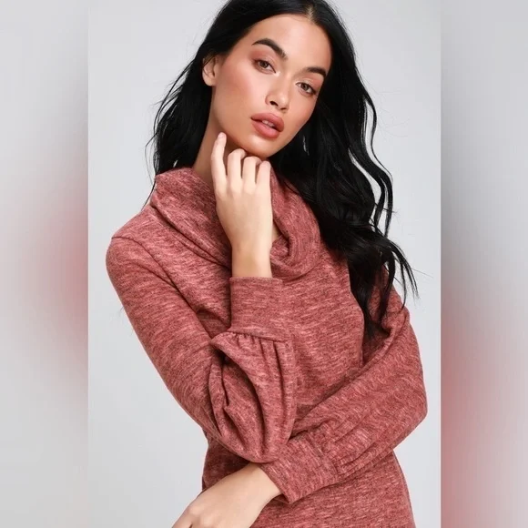 LULU'S NWT Mattea Heather cowl neck Midi Sweater Dress size Large - Picture 4 of 6
